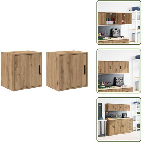 vidaXL Armoires murales garage 2 pcs chêne artisanal bois d'ingénierie (1/5)
