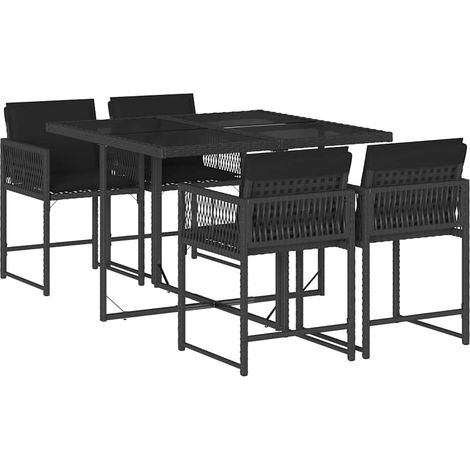 Maison Exclusive - Set de muebles jardín 5 pzas con cojines ratán (1/5)