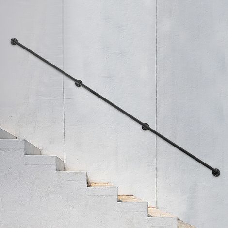 Rampes d'escalier intérieures et extérieures, barres d'appui murales, rampes tubulaires, garde-corps de sécurité, poignées de porte — ensemble complet — en fer métallique, 2,7 m