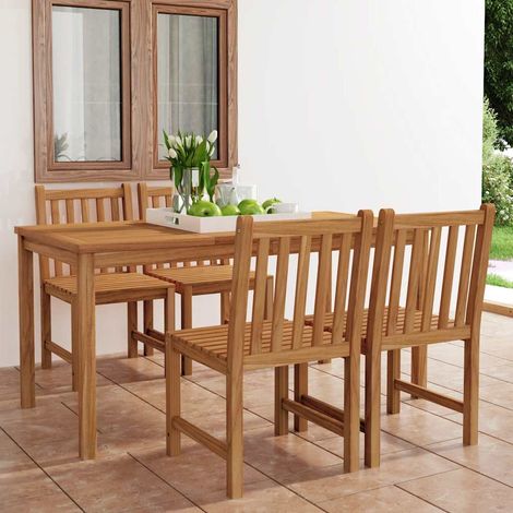 Ensemble Table + 4 chaises de jardin - Table à manger avec Chaises Bois de teck solide BV807461 - BonneVie (1/5)