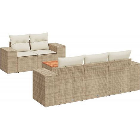 Maison Exclusive - Set Divano da Giardino 6 pz con Cuscini Beige in Polyrattan (1/3)