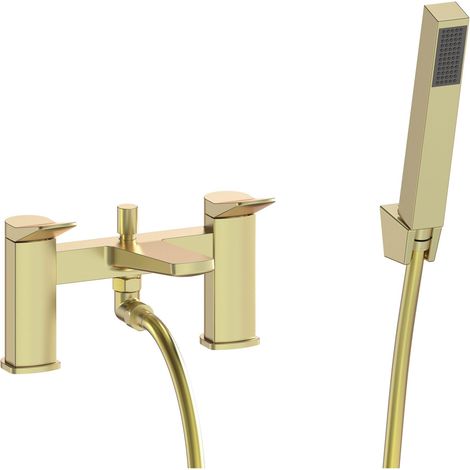 Signature Tilt Bath Shower Mixer Tap with Shower Kit and Bracket - Brushed Brass