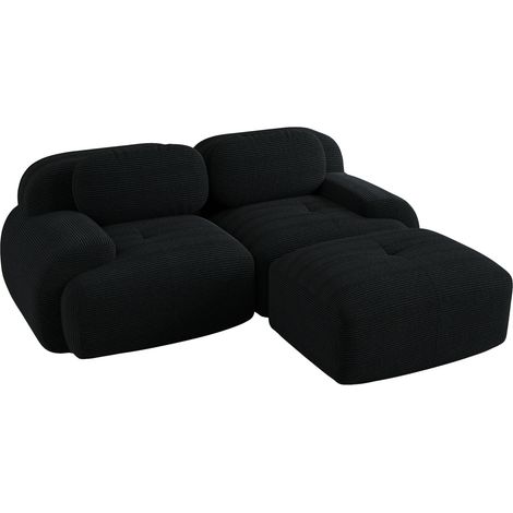 Sofá rinconera modular de pana negra sin montaje 208x178x70 cm HOMVRA (1/5)