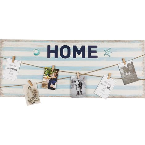 Fotowand HOME 100 x 40 cm Holz Bilder Galerie Wandcollage Dekoration Klammern (1/5)