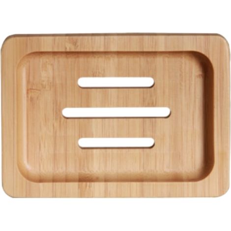 Porte-savon Bois Naturel - Égouttoir Auto-drainant Pour Salle De Bain Et Douche - 12 x 8,5 x 2 cm - 1 Pièce (1/5)
