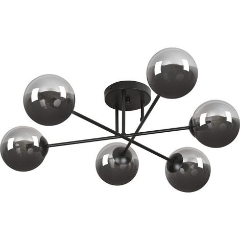 Plafonnier Emibig Brendi 6xE14 noir graphite métal (1/5)