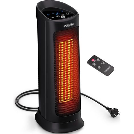 Monzana – Radiateur soufflant céramique 2000W – 4 modes 15-40°C – Oscillation 120° – Minuteur et télécommande – Chauffage d’appoint noir