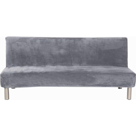 Sollbry Funda de sofá cama de invierno, elástica, antideslizante, de color liso, ideal para sofá cama plegable sin reposabrazos (gris) (1/4)