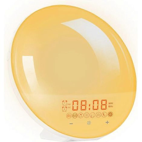 Ce réveil LED créatif à sept couleurs propose des fonctions de réveil naturel, de lever et de coucher du soleil, de bruit blanc pour favoriser le sommeil et de veilleuse, et répond aux normes japonais (1/5)