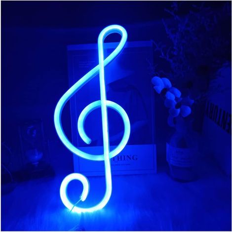 Music Note Note Neon Signes Blue Neon Lumières pour la décoration murale LED Night Lights Batterie ou Néon actionné USB Éclairage Signs Signes Décor pour chambre à coucher Salon Chemin de mari (1/5)