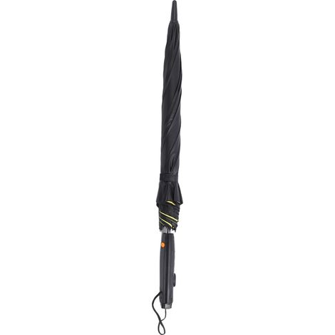 Ortviai Parasol Solaire 3-en-1 avec Ventilateur Intégré et Pulvérisation Fraîcheur, 8 Ribs, Jaune et Noir (1/5)