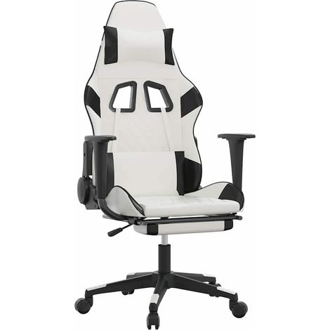 Maison Exclusive - Sedia da Gaming con Poggiapiedi Bianco e Nero in Similpelle (1/5)