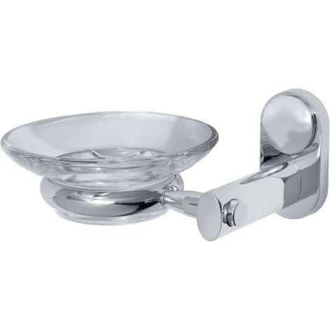 Perfetto 1 Seifenhalter mit Glaseinsatz (klar), Messing massiv, PERF-SH1 verchromt (1/3)