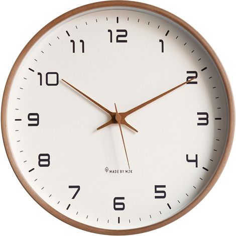 Wall Clock, Modern Silent Round Wooden Wall Clock Battery Powered Decoration Battery Powered Living Room Entrance Kitchen Office (1/5)