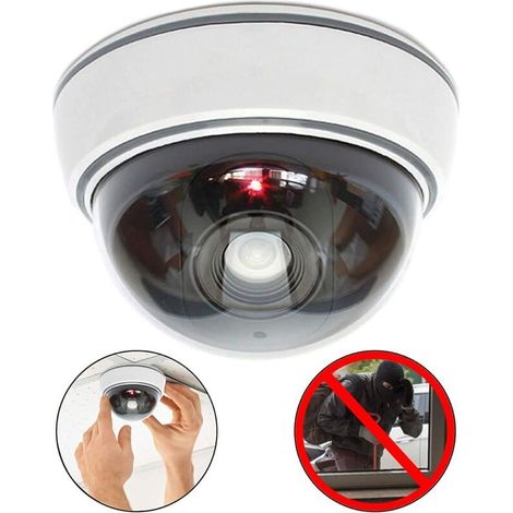 Caméra factice factice avec objectif, vidéosurveillance, sécurité des marchandises, avec lumière LED rouge, très réaliste pour mur, Fausse caméra Fausse caméra de surveillance Fausse surveillance Faus (1/5)