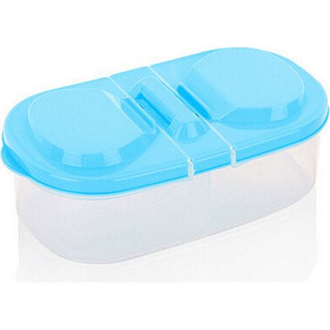 Double-compartment with lid kitchen foodstuffs sealed cans multifunctional kitchen refrigerator plastic storage storage box blue (1/5)