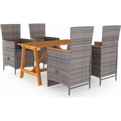 Juego de comedor para jardín de 5 piezas gris vidaXL (1/5)