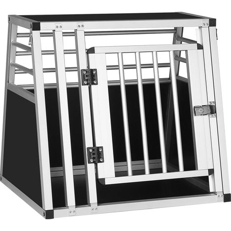 Caisse de transport pour chien en voiture, cage trapézoïdale avec grille, serrure à 2 clés (1/5)