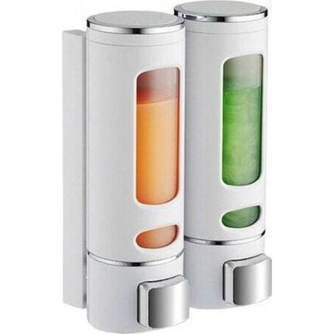 400 ML X 2 Distributeur Savon Mural Distributeur Shampoing et Gel Douche Distributeur Savon Douche Double Distributeur de Savon Liquide Mural Manuel Distributeur de Désinfection des Mains (1/5)