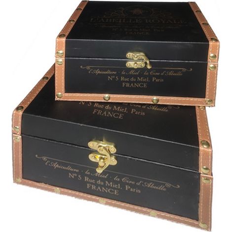 Signes Grimalt Boîte de décoration Stocks Storage 2 unités Boîtes et bijoux noir 21x26x14cm 26872