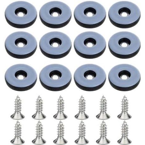 Lot 32 patins téflon vis 22mm rond noir pieds chaise table glissement sol pour maison jardin bureau quotidien (1/5)