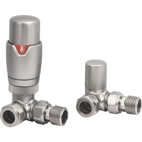 Heatwave Prime Brushed Nickel Corner Thermostatic Radiator Valve Set (1/2)