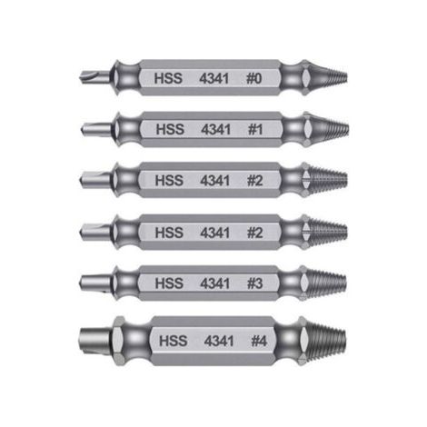 LaBlanc - Juego de 6 extractores de tornillos y espárragos profesionales HSS 4341 - Kit de herramientas extractoras de tornillos con llave de macho de roscar y broca para pernos dañados - Extractor de