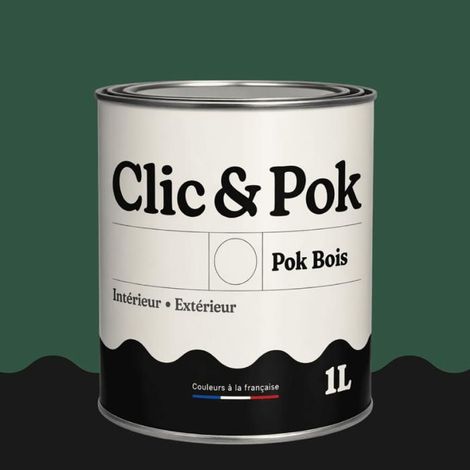 Peinture Bois Extérieur – POK BOIS - 1L - RAL 6028 - Vert pin- Résistante aux intempéries - Ne s'écaille pas