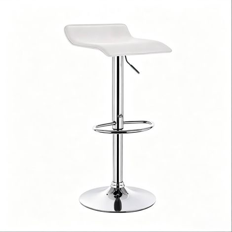 Tabouret de bar réglable en hauteur en similicuir blanc avec base en acier chromé (1/5)