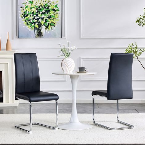 Chaise salle manger noire PU métal ergonomique OKMYHOME (1/5)