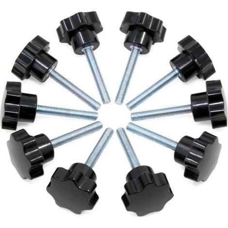10PCS M6x40 Boutons étoiles, bouton moleté à filetage femelle, poignée en plastique noir boutons de serrage pour équipement mécanique (1/4)