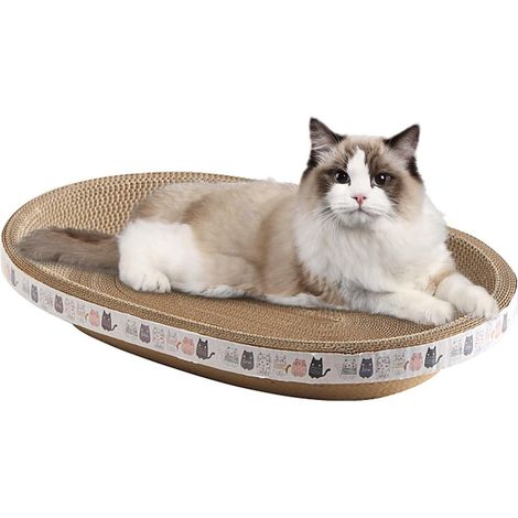 Lot de 2 cartons à gratter pour Chat, ovales, Ronds, griffoirs, Protection des Meubles, canapé, lit pour Chat, Meubles à griffer pour canapé, Jouets d'entraînement