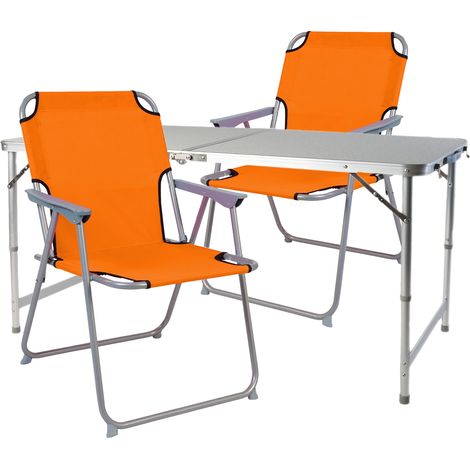 3-teiliges Campingmöbel Set 120x60x58/70cm Orange-DMC330872+2xDPO2600O (1/3)