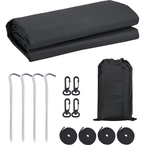 Disponible en une seule couleur : noir. Matière : fibre de polyester. Housse de mobilier, bâche imperméable pour trampoline, piscine gonflable ronde.