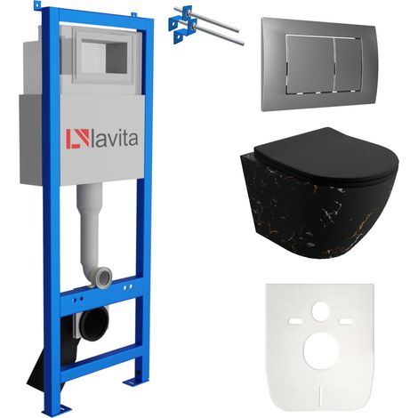 LAVITA WC Set mit Vorwandelement, Wand-WC und Spülknopf (1/5)