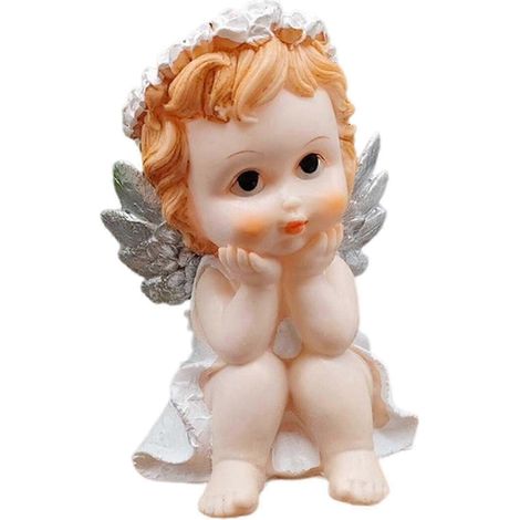 Nordische Harzflügelfigur, Mädchenstatue, Gartendenkmal, Engelskulptur, Tischdekoration, Fotorequisite, Geschenk für Kinder-Double Hands (1/5)