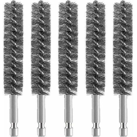 Edelstahl-Drahtbürste für Bohrmaschine – rotierende Drahtbürste mit Stahldraht, sechskantiger Griff 6 mm, ideal zum Reinigen von Metallen, Stein und widerstandsfähigen Oberflächen