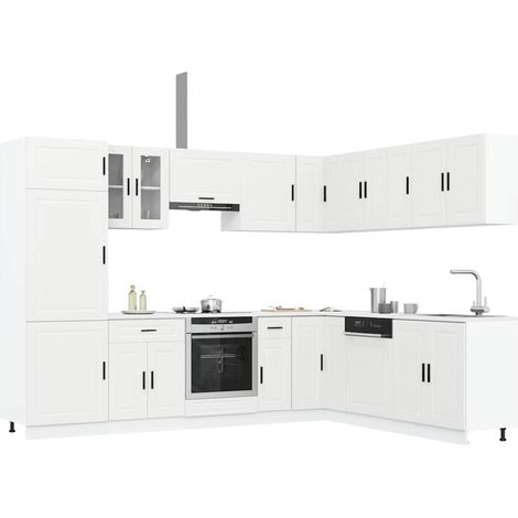 14 Piece Kitchen Cabinet Set Porto White Engineered Wood vidaXL