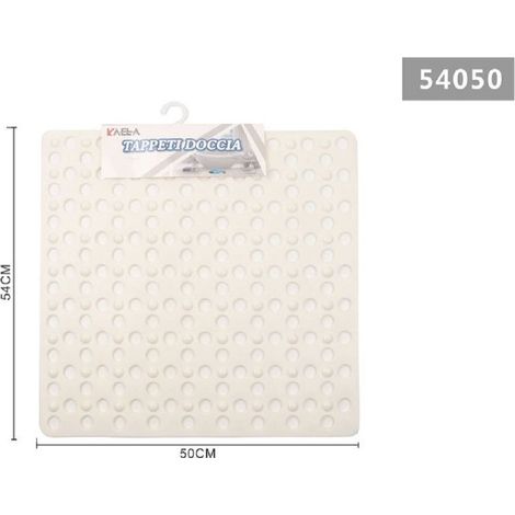 Kaela - Tappeto Tappetino Doccia Antiscivolo Quadrato 50x54cm Vasca Bagno 54050 Bianco -