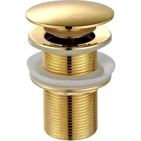 Bonde de vidange universelle sans trop-plein, bouchon de vidange pop-up en laiton massif pour lavabo et lavabo, installation sans outil, or brossé sans trop-plein (1/5)