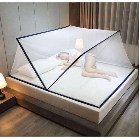 Moustiquaire de lit pliable et portable, moustiquaire de voyage, rideau moustiquaire de camping pour porte simple, grand auvent universel pour lit (125 x 55 x 65 cm) (1/3)