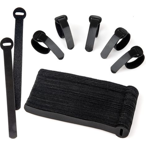 Lot de 60 attaches de câble réutilisables, serre-câbles noirs anti-rayures pour câbles TV, câbles PC et organisation de bureau (1/5)