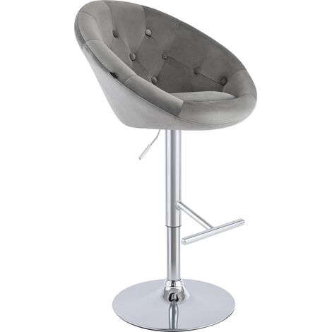 Barhocker London Samt grau chrom