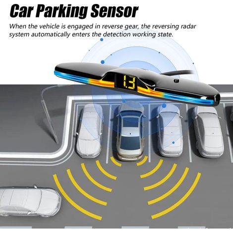 Système de radar de recul arrière avec capteur de stationnement de voiture, avec 4 capteurs, détection de Distance, affichage lumineux LED, Buzzer d'avertissement (1/5)