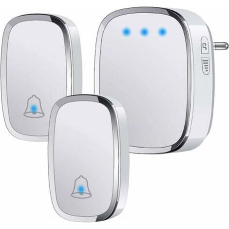 Wireless Doorbell Outdoor Waterproof IP44, Doorbell Kit 300 Meters Range, Chime Kit with LED Flash, 2 Transmitters and 1 Receiver, 5 Volume Levels, 36 Melodies (1/5)