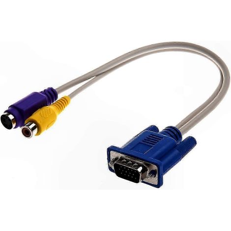 Convertisseur VGA vers S-Vidéo et RCA, adaptateur de sortie vidéo pour PC et TV (1/4)