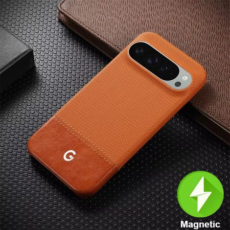 (Orange, Pixel 8A) Étui de téléphone professionnel texturé avec fixation magnétique MagSafe.