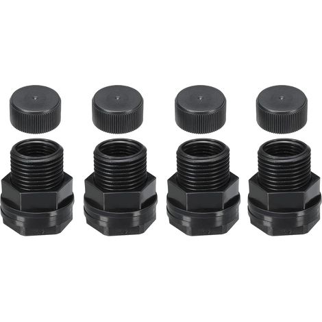 4 Pièces Raccord De Cloison en PVC avec Bouchon Éviers Noir (1/5)