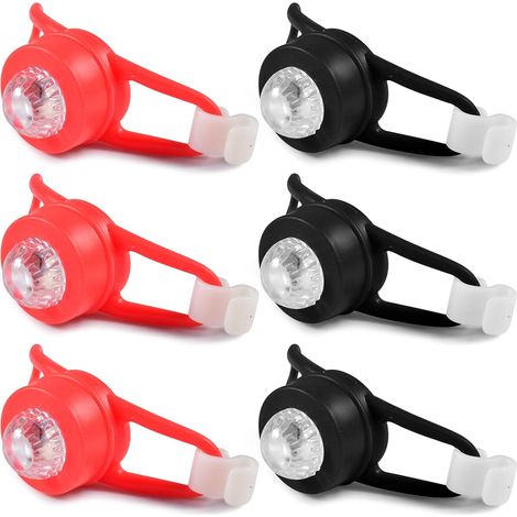 6 luci LED per bici, luci anteriori e posteriori impermeabili per bici, luci LED in silicone per bici, illuminazione per ciclismo notturno, MTB Mountain Bike Cyclist (nero + rosso)
