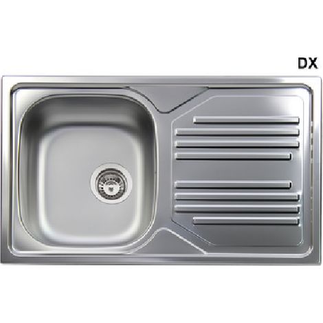 Lavello inox 86 cm da incasso Cromato Gocciolatoio a Destra